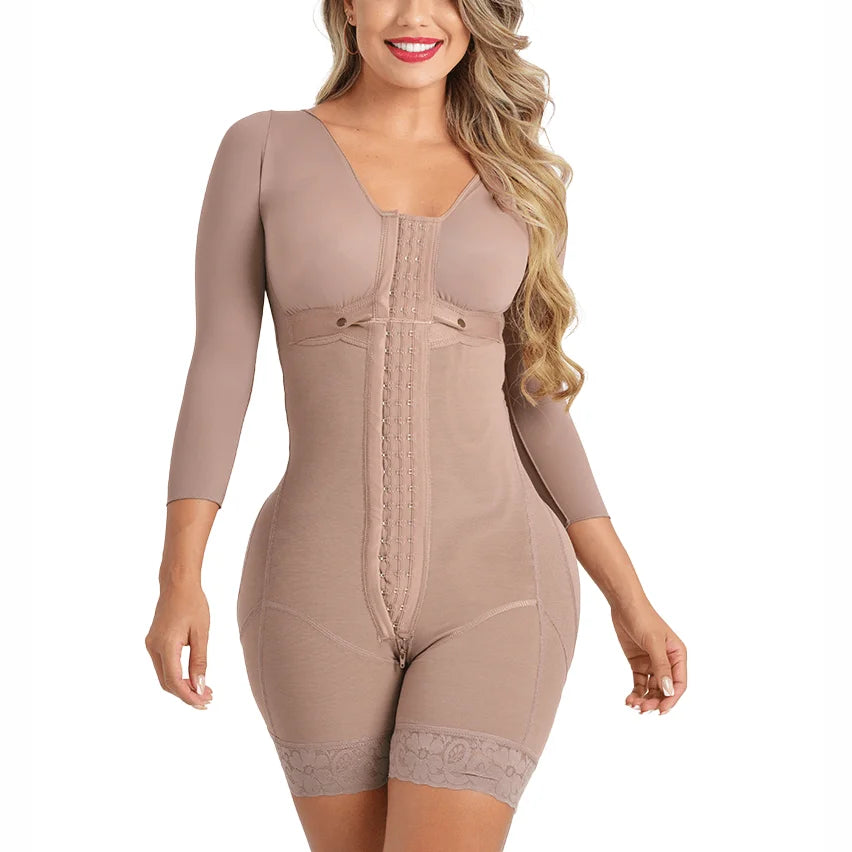 Women Faja Colombiana Postquirúrgica Shapewear Belts For Women Remove The Belly Breasted With Sleeved Bodysuit