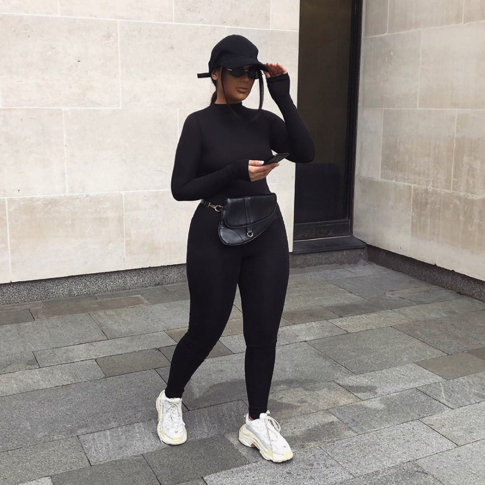 2025 Fall Women Sexy Jumpsuit Streetwear Long Sleeve Bodycon Solid Sport Fitness Jumpsuits Romper Overalls For Women Body suit