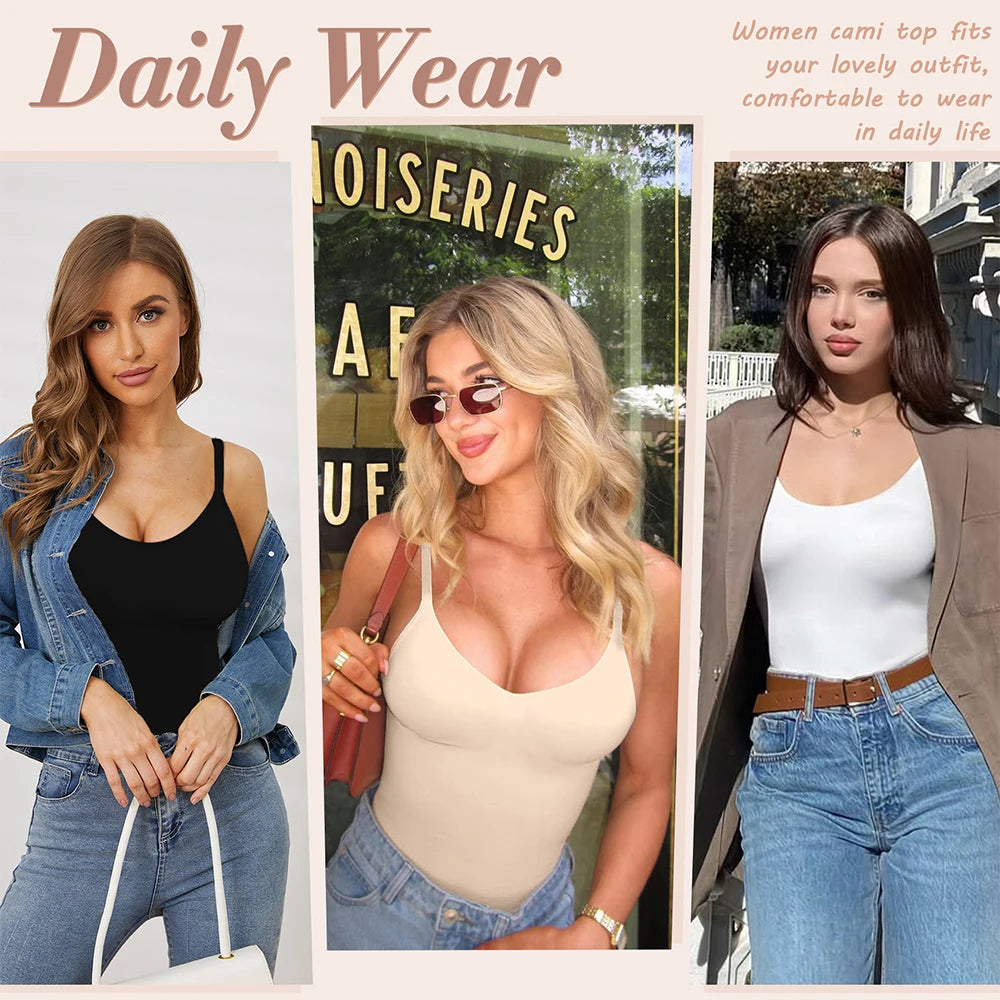 Women Shapewear Top Tummy Control Body Shaper Scoop Neck Compressions Cami Vest mit  Straps Shaping Camisole Shirt Slim Vest