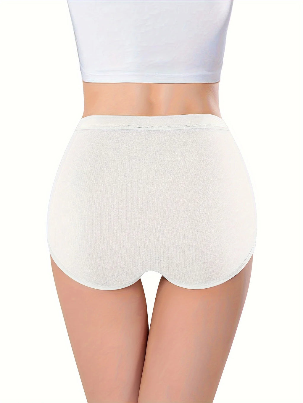 Women's Underpants High Waist Tummy Control Comfortable Fit Triangle Underpants Solid Color Underpants Breathable