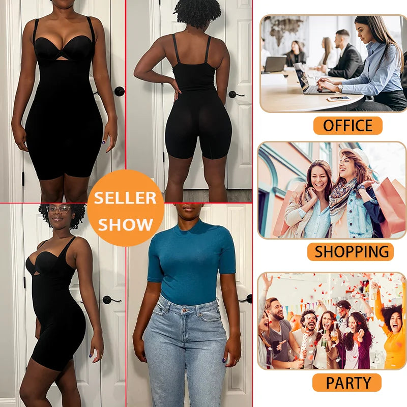 Shapewear Bodysuit for Women Underbust Full Body Shaper Slimming Short Tummy Control Waist Trainer Open Crotch Corset Fajas