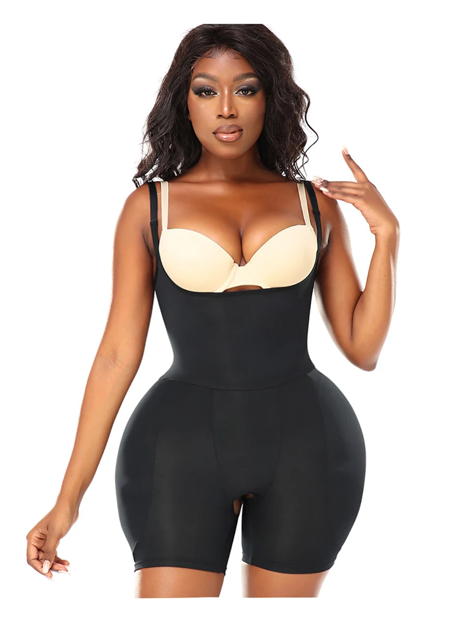 Women Upgraded Butt Lifing Shapewear Hourglass Body Shaper Bodysuit with Side Hip Pads Booty Enhancer Tummy Control Corset Fajas