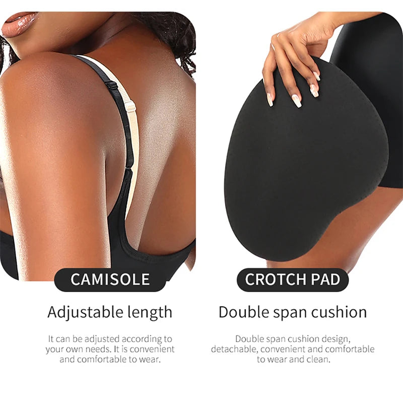 Women Upgraded Butt Lifing Shapewear Hourglass Body Shaper Bodysuit with Side Hip Pads Booty Enhancer Tummy Control Corset Fajas