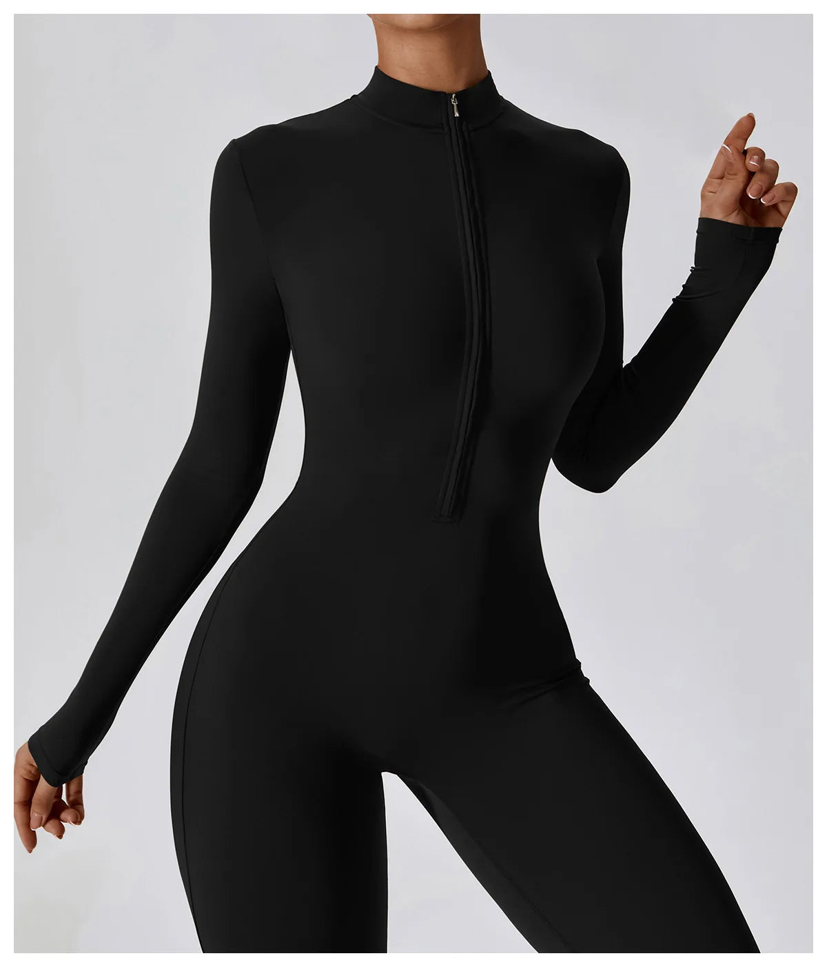 Women's Jumpsuits One-Piece Suit Zipper Long Sleeved Yoga Set Gym Push Up Workout Clothes Fitness Bodysuit Sportswear Tracksuit