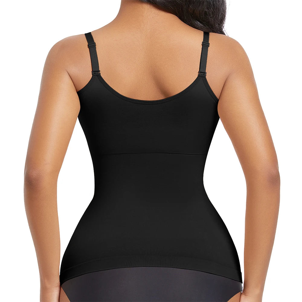 Women Shapewear Top Tummy Control Body Shaper Scoop Neck Compressions Cami Vest mit  Straps Shaping Camisole Shirt Slim Vest