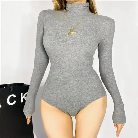 Women's Round Collar Elastic Bodysuit Long Sleeve Jumpsuit Shapewear Shaper Lady Sexy Seamless Female  Clothes Autumn Winter