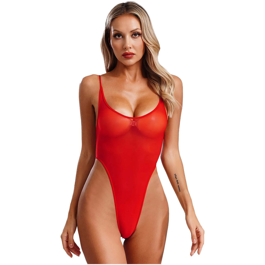 Womens Lingerie See Through Bodysuit High Cut Cami Jumpsuit Erotic Bodysuit Fun Underwear Club Wear Sexy Role Play Clothings