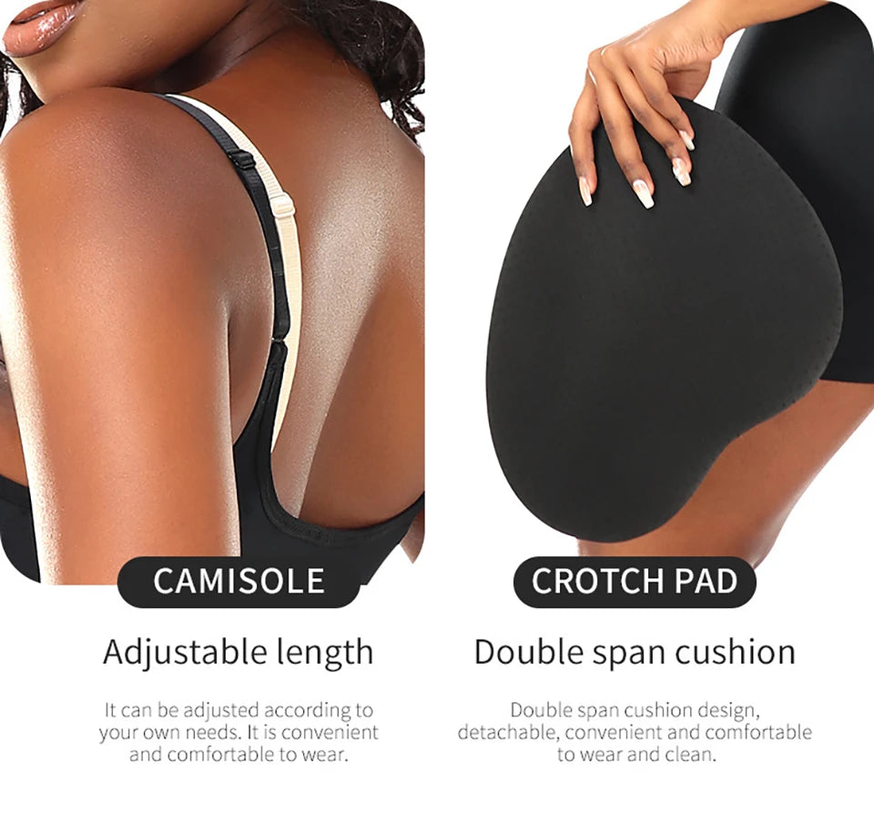 Women Upgraded Butt Lifing Shapewear Hourglass Body Shaper Bodysuit with Side Hip Pads Booty Enhancer Tummy Control Corset Fajas