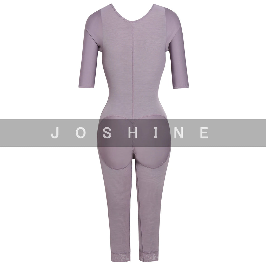 Full Body Shapewear With Sleeves Knee Length Shorts Butt Lift Up Tigh Slimming Front Hooks Waist Trainer Shapewear for Women