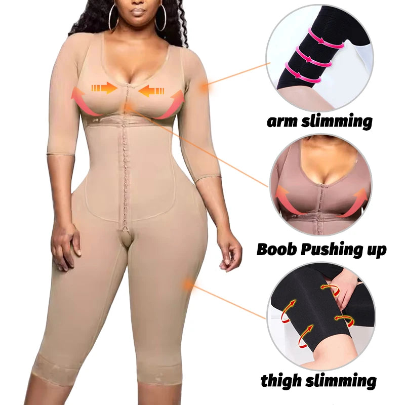Full Body Colombian Girdles Shaper High Compression Bodysuits Postoperative Postpartum Lipo Arm Slimmer Waist Reducing Shapewear