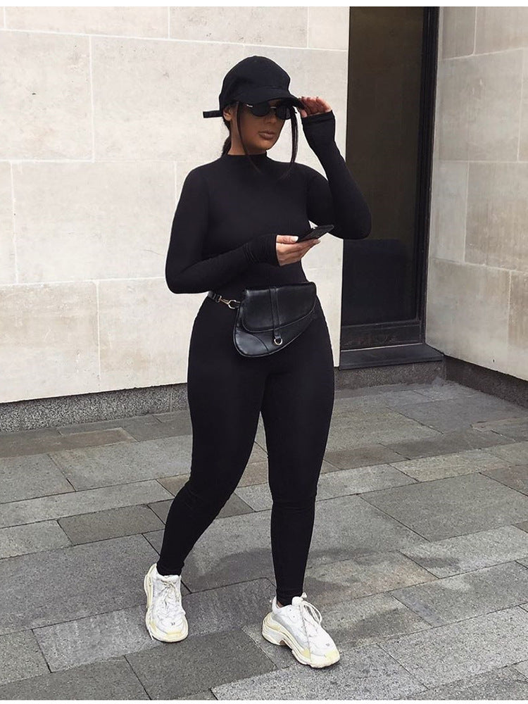 2025 Fall Women Sexy Jumpsuit Streetwear Long Sleeve Bodycon Solid Sport Fitness Jumpsuits Romper Overalls For Women Body suit