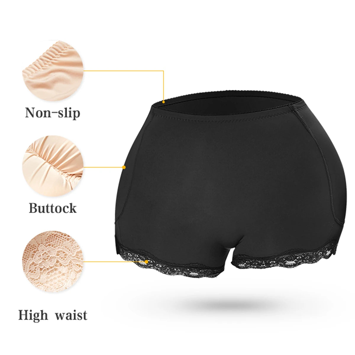 Women Padded Butt and Hip Shapewear Fake Ass Butt Pads Buttocks Panties with Lace Sexy Butt Push Up Panty Body Shaper Shorts