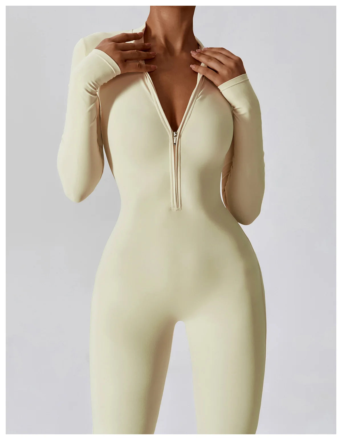 Women's Jumpsuits One-Piece Suit Zipper Long Sleeved Yoga Set Gym Push Up Workout Clothes Fitness Bodysuit Sportswear Tracksuit