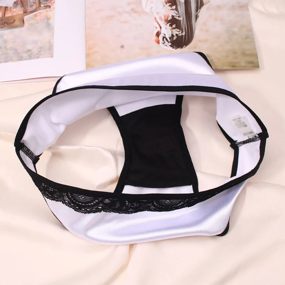 Women Underwear Luxury Comfortable Breathable Low Waist Lace Edge Soft Triangle Pants Silk Satin Underwear Knickers Briefs