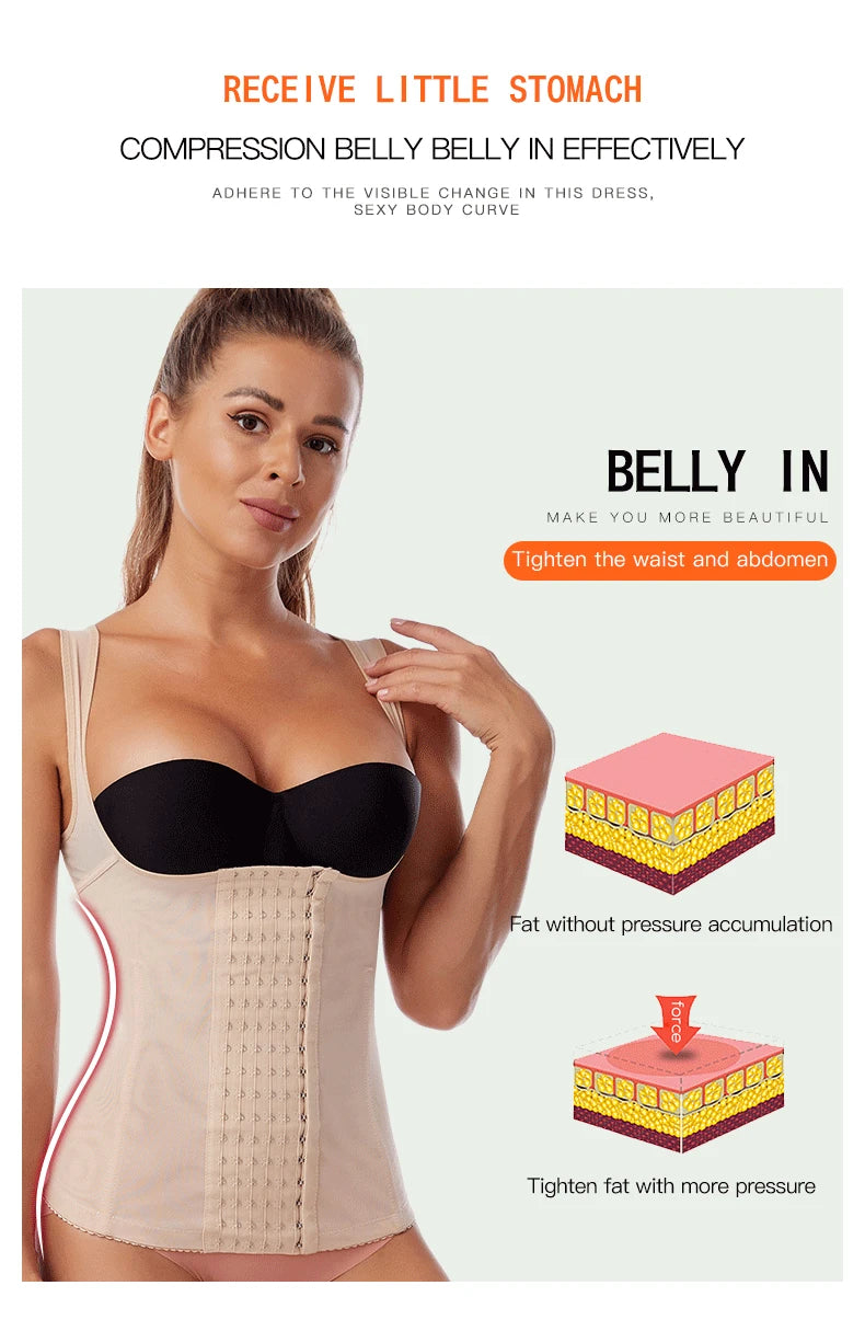 Women Sexy Body Shaper Waist Corset Upper Support Gather Vest-style Body Shaper Postpartum Abdomen Corset Fajas Colombianas