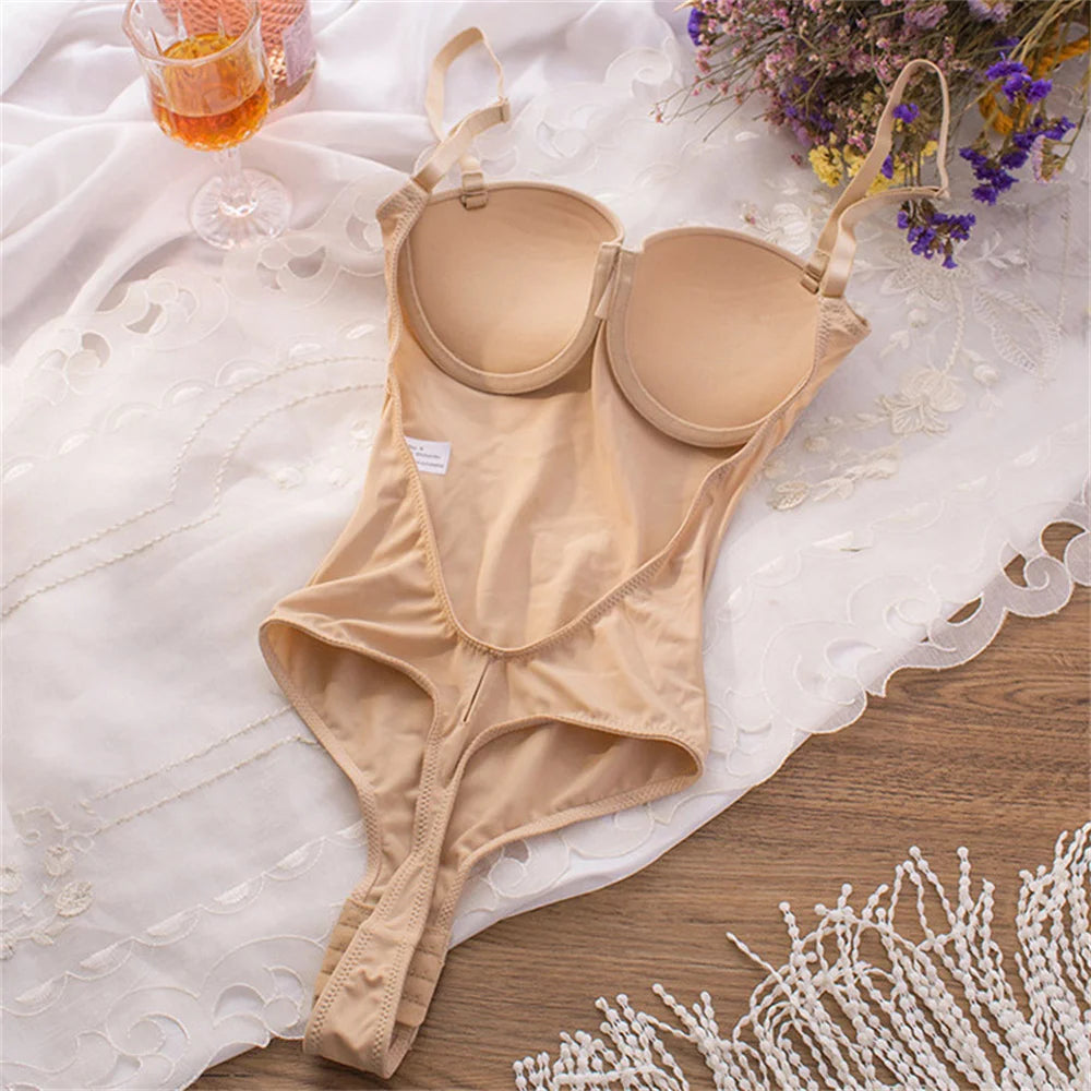 Women's Full Body Shaper Corset Sexy Seamless Backless Bra Wedding Bridal Dress Thong Slimming Bodysuit Invisible Bra Underwear